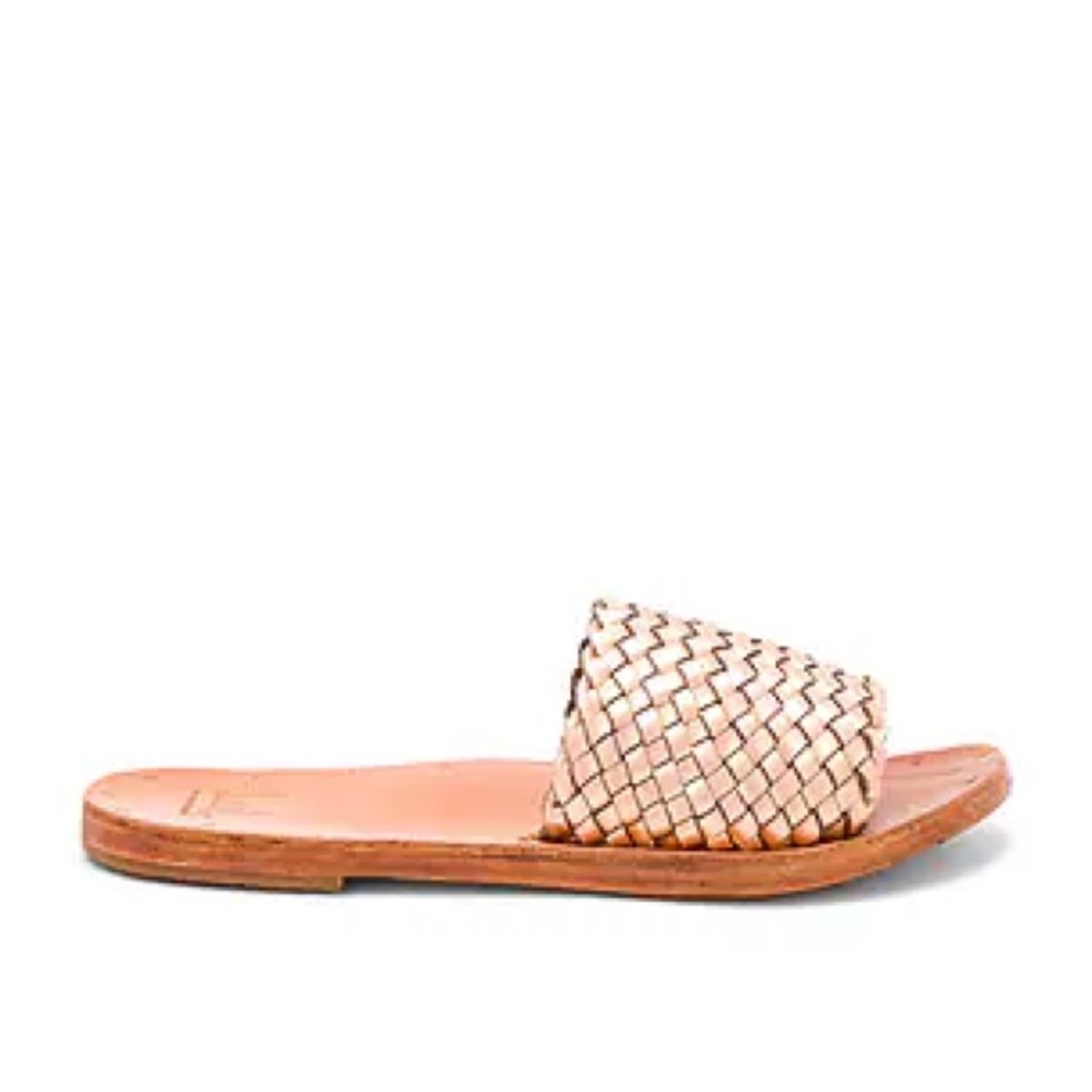 beek Woven Slide Sandal in Tan and Cream